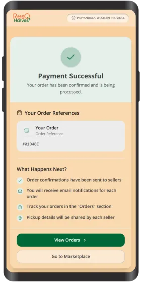 Place your order screen